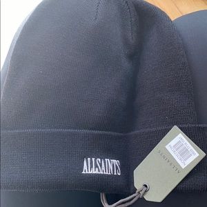 AllSaints™ Jersey Cuff Beanie w/ Logo Embroidered.